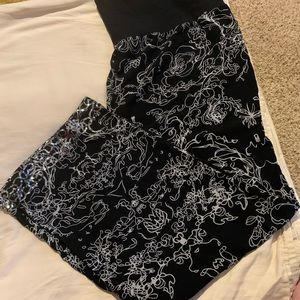 Palazzo pants from Soft Surroundings. Trimmed with silver decorations